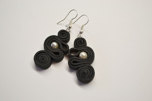 Black and pearl - náušnice — foto 3