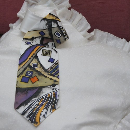 Malovaná kravata geometrická — foto 3