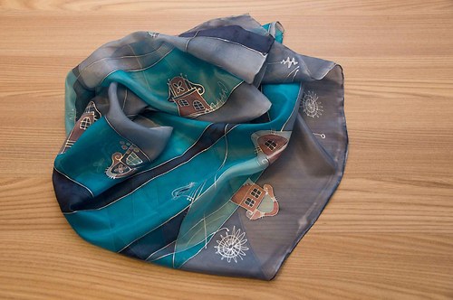 La Maisone Bleue - hedvábná šála 45x140cm — foto 2