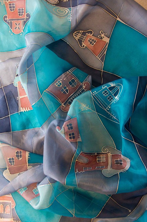 La Maisone Bleue - hedvábná šála 45x140cm — foto 3