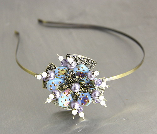 Čelenka : " Metal flower in blue " — foto 3