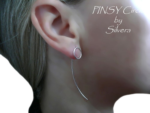 Stříbrné 925 Naušnice, ...PINSY circle... — foto 4