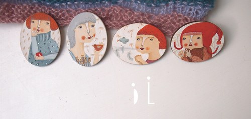 Brož / dívka s jablkem — foto 4