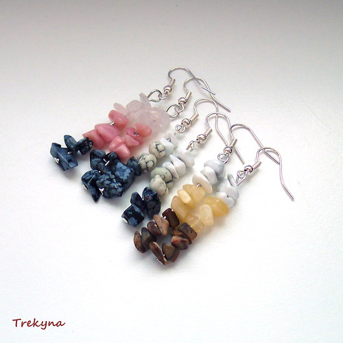 Jaspis, kalcit, howlit - náušnice — foto 5