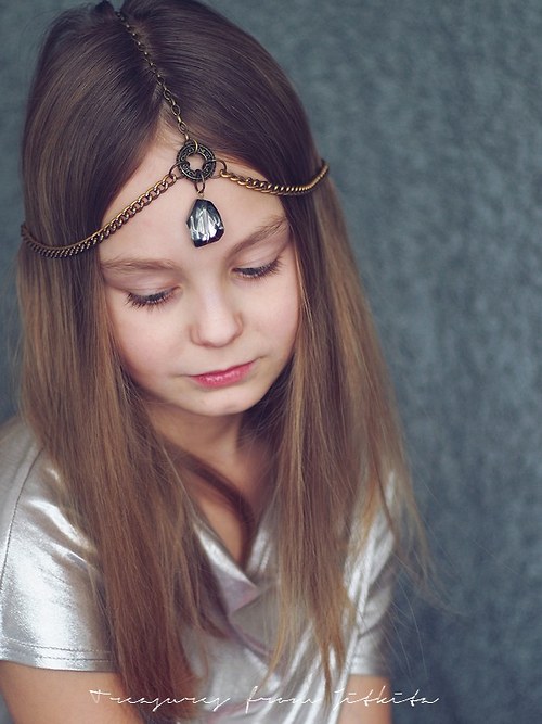 Fantasy starozlatá čelenka — foto 3