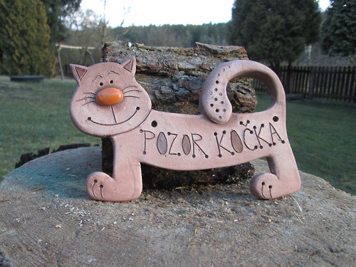 Keramická cedulka - POZOR KOČKA - 2 — foto 3