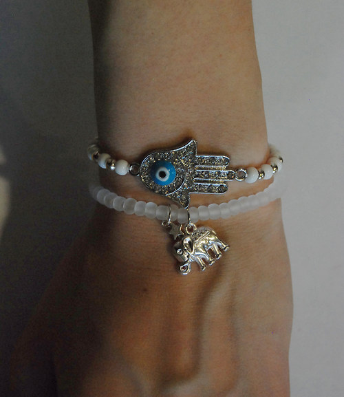 Hamsa stříbrný set náramků — foto 2