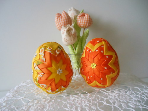 VAJÍČKA ŽLUTO-ORANŽOVÁ - patchwork dekorace — foto 2