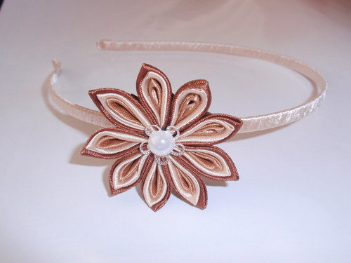 Čelenka kanzashi cappuccino — foto 2