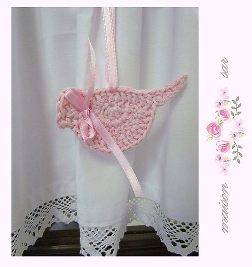 Háčkovaný ptáček LIGHT PINK — foto 2