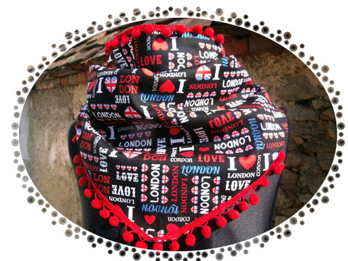 Šátek - "London...with love" - black — foto 6