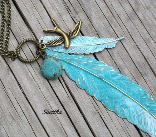 Náhrdelník ,,TURQUOISE FEATHERS,, — foto 2