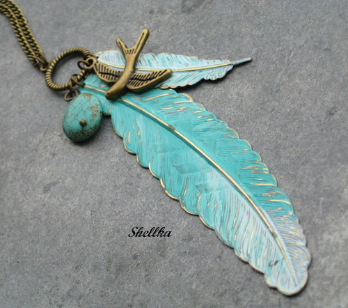 Náhrdelník ,,TURQUOISE FEATHERS,, — foto 3