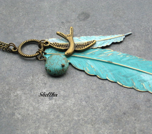 Náhrdelník ,,TURQUOISE FEATHERS,, — foto 4