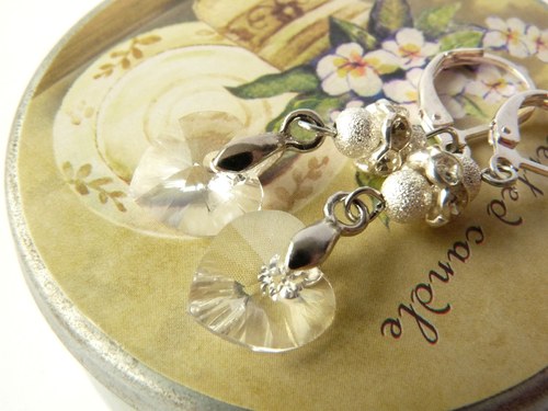 Náušnice Swarovski Srdíčka 11 Mm - Čiré — foto 2