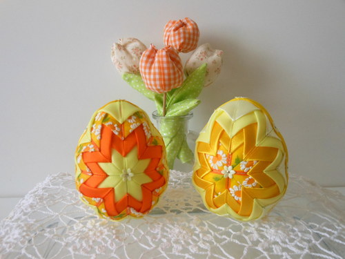 VAJÍČKA ŽLUTO-ORANŽOVÁ II - patchwork dekorace — foto 2