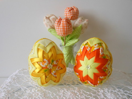 VAJÍČKA ŽLUTO-ORANŽOVÁ II - patchwork dekorace — foto 3