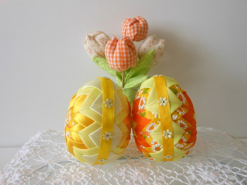 VAJÍČKA ŽLUTO-ORANŽOVÁ II - patchwork dekorace — foto 4