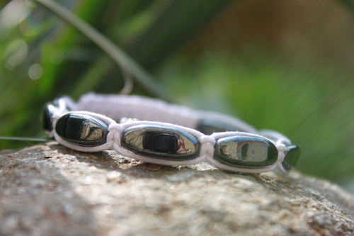 Hematitový.. Náramek makramé/shamballa — foto 4