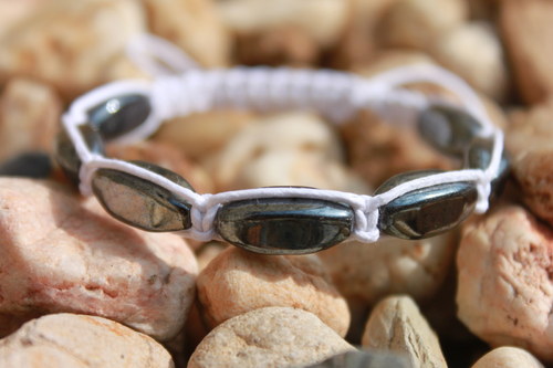 Hematitový.. Náramek makramé/shamballa — foto 5