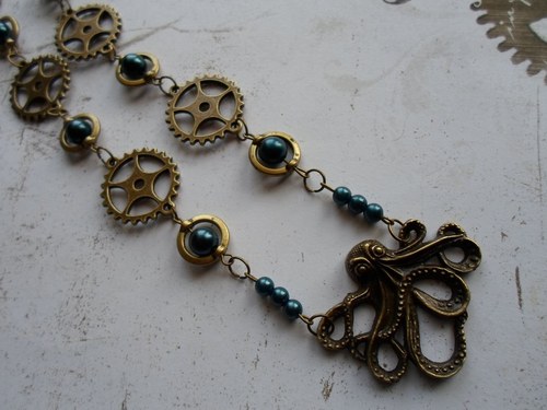 Steampunkový náhrdelník s chobotnicí — foto 2