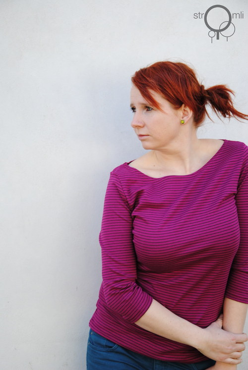 Lila pruhaté 3/4 rukáv, vel. XL — foto 3