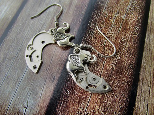 SLON pro štěstí s naušnicemi - steampunk — foto 4
