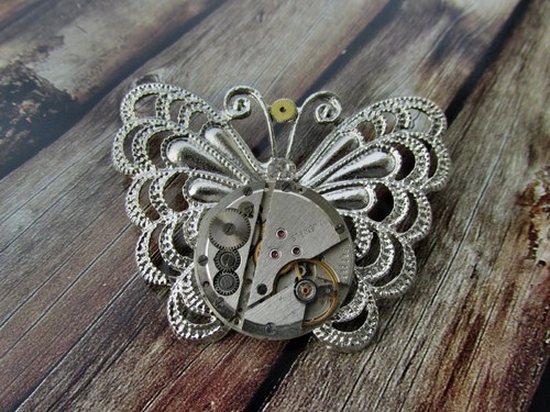 MOTÝLÍ brož steampunková — foto 3