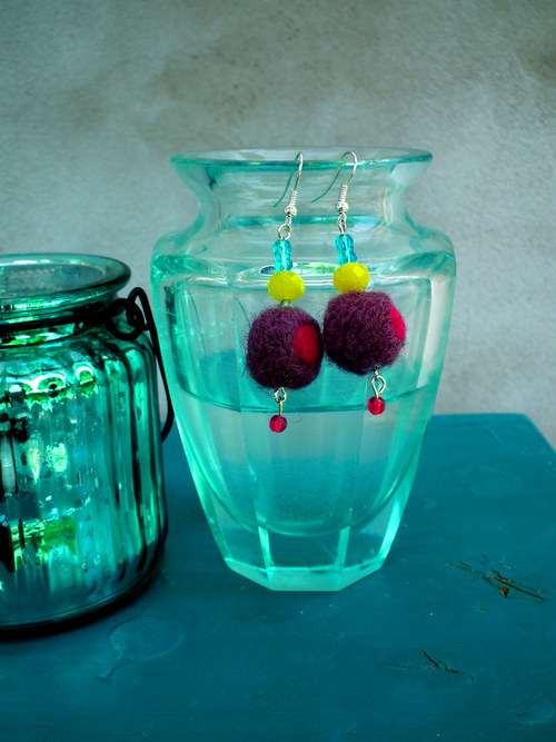Naušnice SPRING PEARLS/ raspberry eye — foto 2