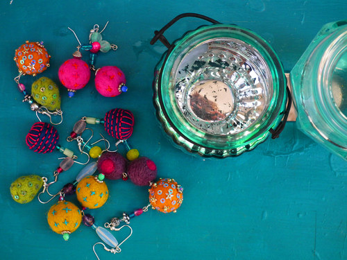 Naušnice SPRING PEARLS/ raspberry eye — foto 4