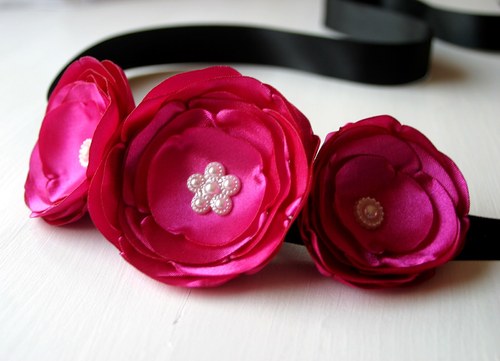Romantický květinový pásek - fuchsiový — foto 5