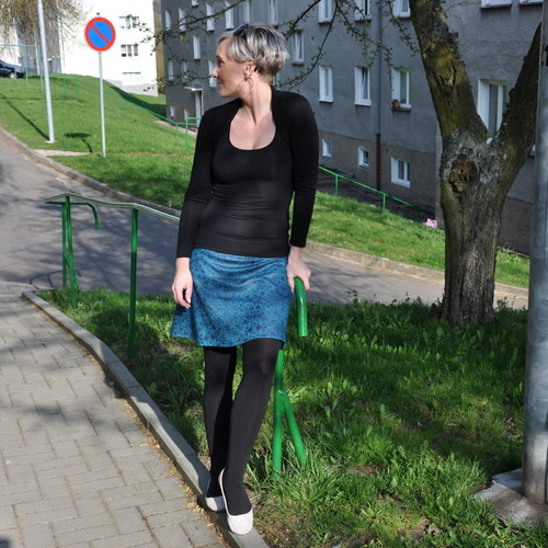 Modrá podzimní úpletová mini ***SLEVA*** — foto 5