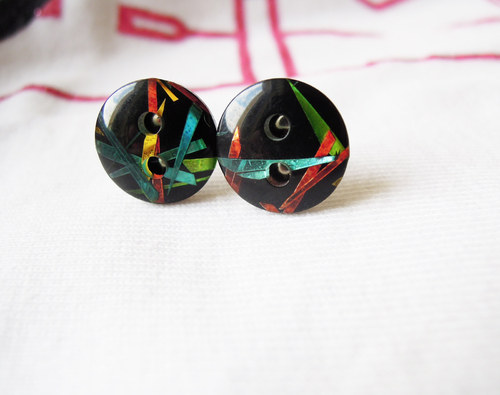 Černé "počmárané" 11mm (náušničky) — foto 2