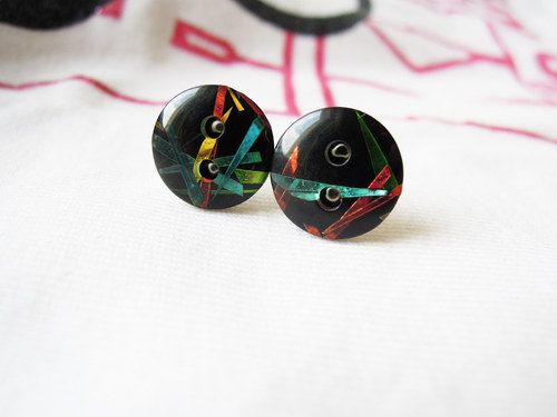 Černé "počmárané" 11mm (náušničky) — foto 3