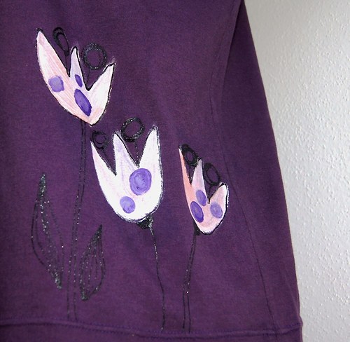 XL ivcatko triko malované ... tulipány — foto 3