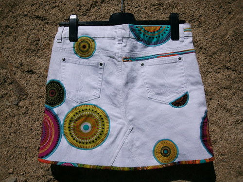 Denim sukně " Mandala" No.1 - White — foto 2