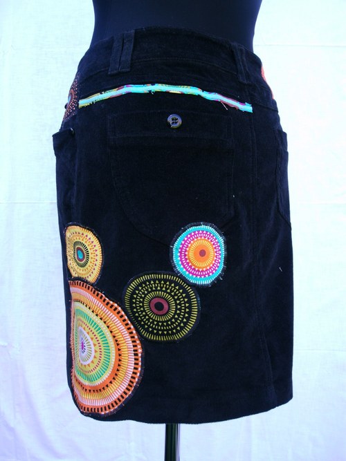 Manšestr sukně " Mandala" No.2 - Black — foto 4