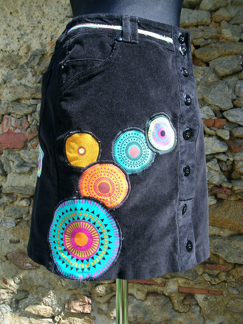 Manšestr sukně " Mandala" No.2 - Black — foto 5