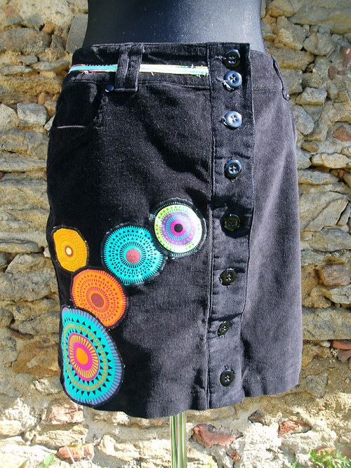 Manšestr sukně " Mandala" No.2 - Black — foto 6
