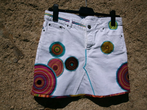 Denim sukně " Mandala" No.1 - White — foto 3