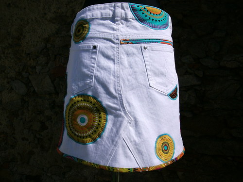 Denim sukně " Mandala" No.1 - White — foto 4