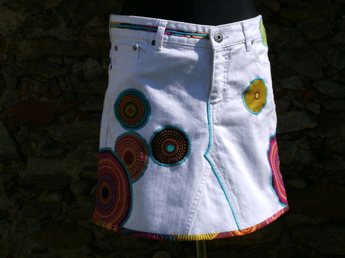 Denim sukně " Mandala" No.1 - White — foto 5