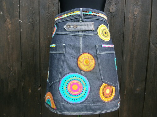 Denim sukně " Mandala" No.3 - Dark Blue — foto 2