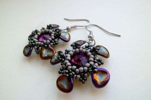 Náušnice Amethyst petals Swarovski — foto 2