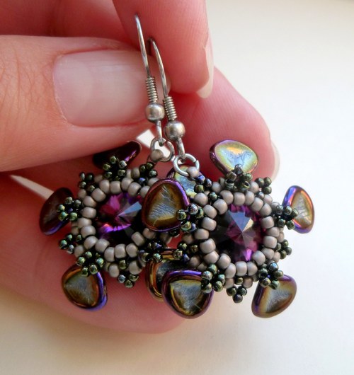 Náušnice Amethyst petals Swarovski — foto 3