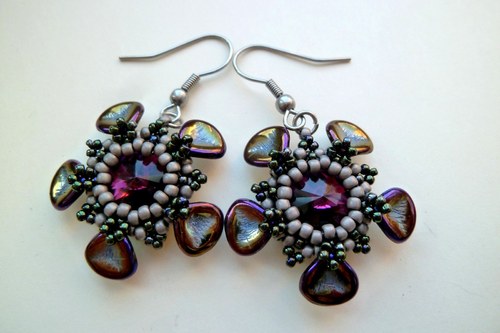 Náušnice Amethyst petals Swarovski — foto 5