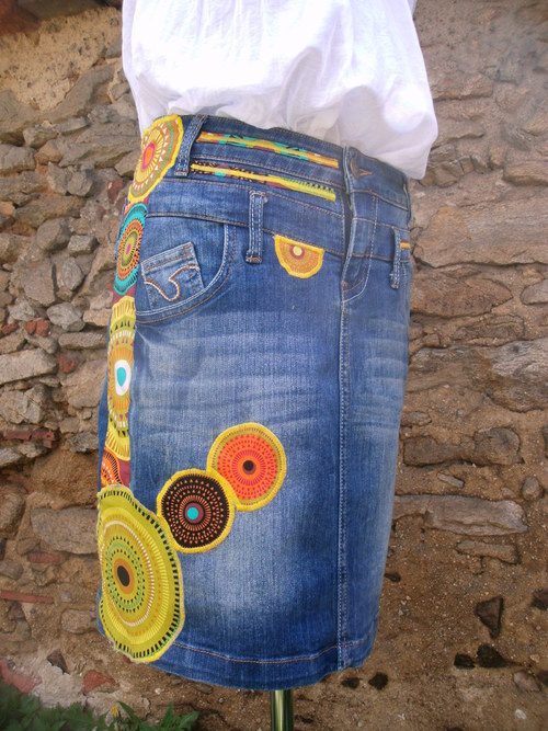 Denim sukně - Mandala No. 4 - Blue — foto 2