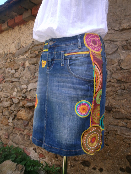 Denim sukně - Mandala No. 4 - Blue — foto 4