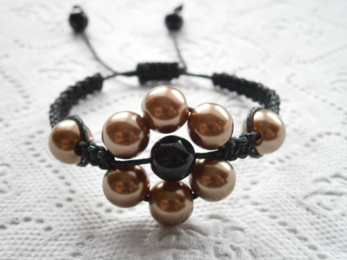 Shamballa náramek zlatohnědá kytička — foto 2