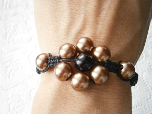 Shamballa náramek zlatohnědá kytička — foto 3